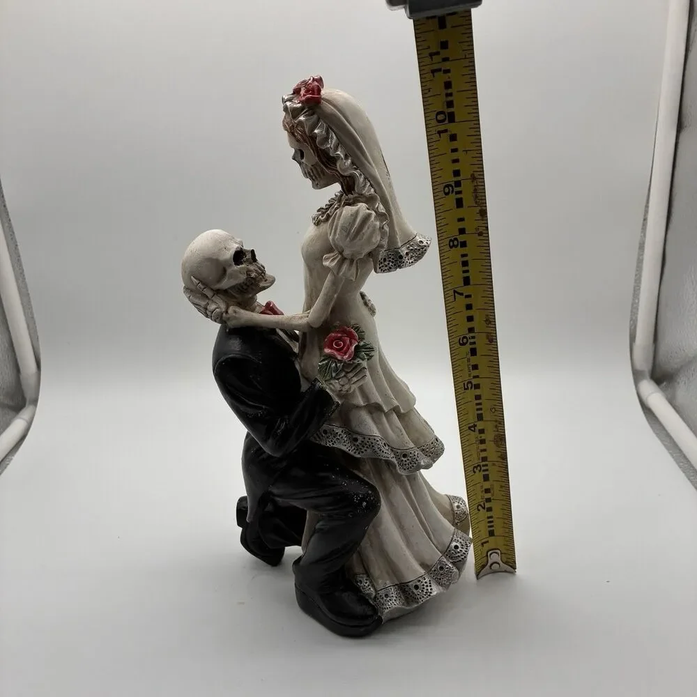 Skeleton Bride And Groom In Love. Goth, Halloween, Day Of The Dead Decor 12”
